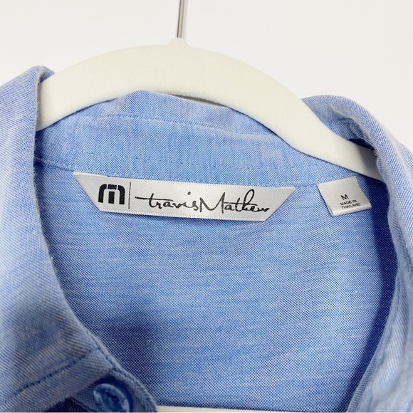Travis Mathew Button Down Shirt Short Sleeve Pima Cotton Casual Golf Blue Medium - Picture 3 of 6